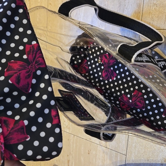 Betsey Johnson Betseyville Unique Clear Vinyl Tote with Removable Drawstring Bag - Picture 10 of 16